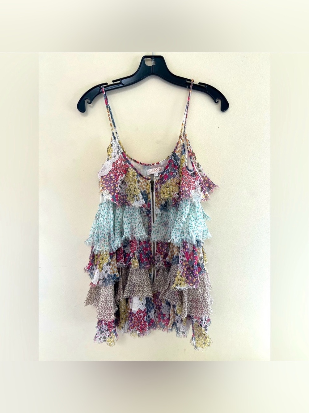 Tiered Floral Ruffle Cami Tank Top - Multi